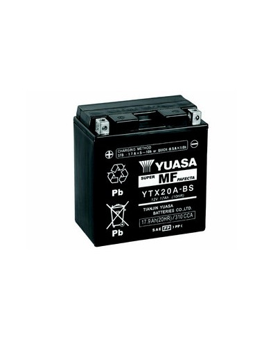 Batterie YUASA YTX20A-BS livrée avec les flacons d'acide