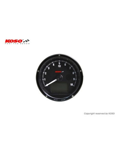 Tachymètre et compteur de vitesse KOSO Face noire max 10000 RPM // max 360km/h (avec shiftlight)