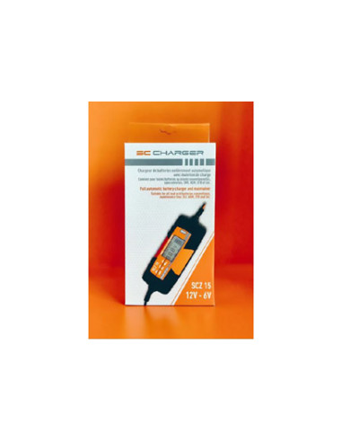 SCZ15 Chargeur de batterie 6/12V, 1A à 4.5 Ah avec Ecran LCD.