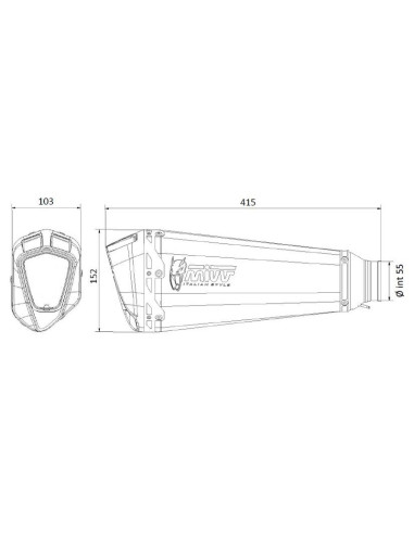Silencieux MIVV universel Delta Race acero inoxodable / carbone - Côté droit Silencieux MIVV universel Delta Race acero inoxodable / carbone - Côté droit