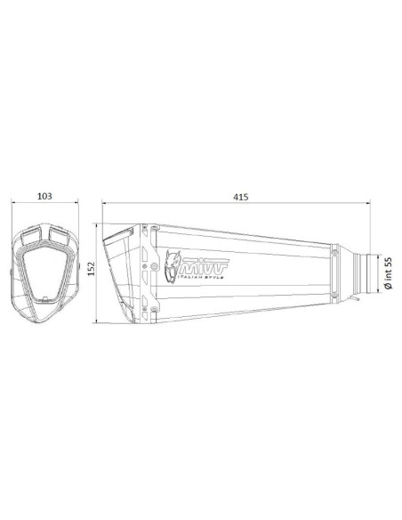 Silencieux MIVV universel Delta Race acero inoxodable / carbone - Côté droit Silencieux MIVV universel Delta Race acero inoxodable / carbone - Côté droit