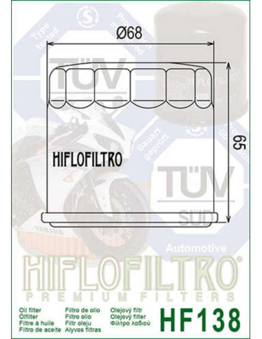 Filtre à huile HIFLOFILTRO chrome - HF138C