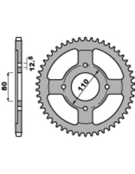 Pignon PBR acier standard 284 - 525
