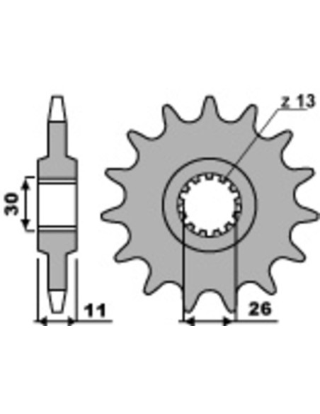 Pignon PBR acier standard 579 - 530 Pignon PBR acier standard 579 - 530