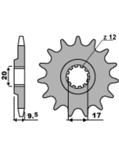 Pignon PBR acier standard 7005 - 420