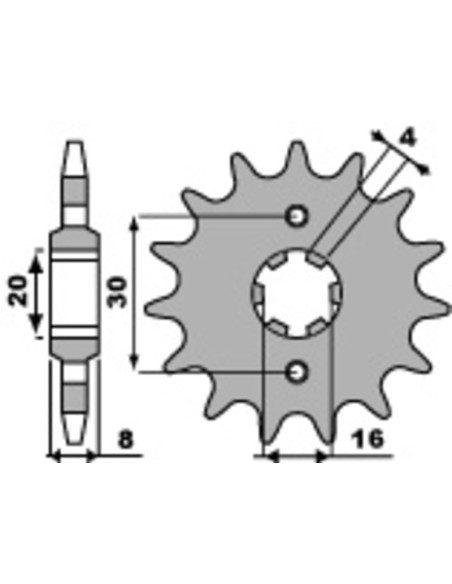 Pignon PBR acier anti-boue 718 - 520 Pignon PBR acier anti-boue 718 - 520