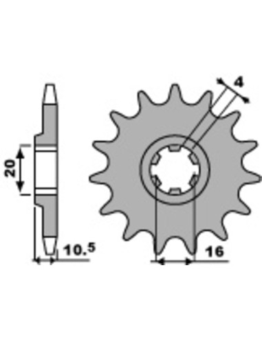Pignon PBR acier standard 799 - 428 Pignon PBR acier standard 799 - 428