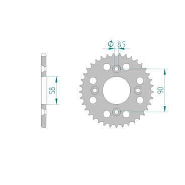 Kit chaine DID  ALU HONDA CRF 50   4,5,6,7,8,9,A,B,C,D 2004 à 2013