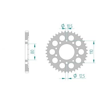 AFAM COURONNE ALU au pas de 525 CBR/VF400F