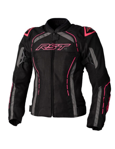 Veste femme RST S1 Mesh CE textile - noir/rose fluo taille XXL