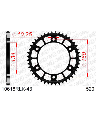 Kit chaîne acier RAC HONDA CBR1000 RA/RR #520 2017-2019   