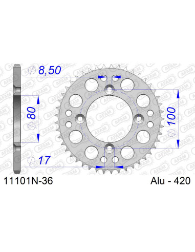 Kit chaîne alu HONDA CRF 70 2004-2013   