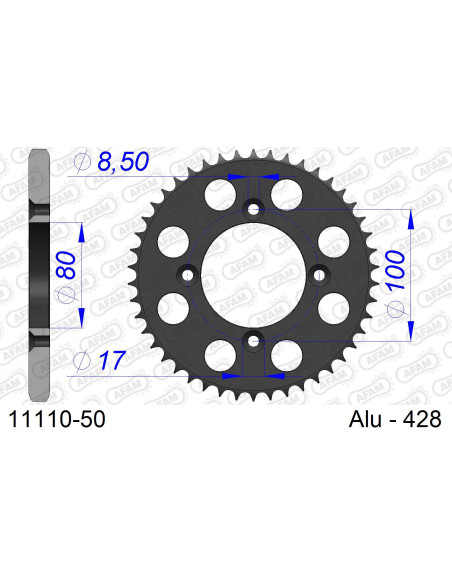 Kit chaîne alu HONDA CRF 100 2004-2013   