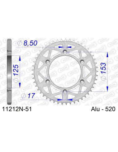 Kit chaîne alu HONDA CR 250 R K 1988-1989   