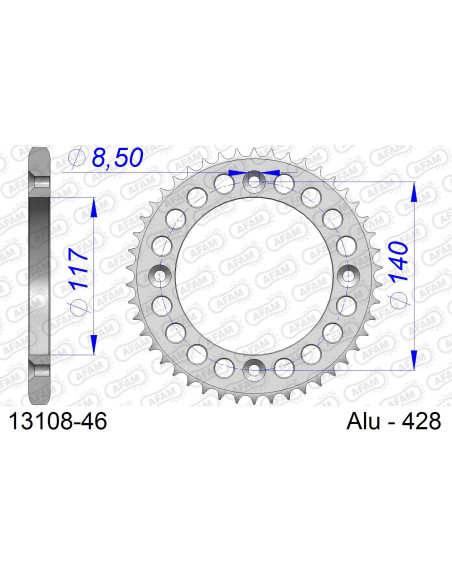 Kit chaîne alu YAMAHA YZ 80 1986-1992   