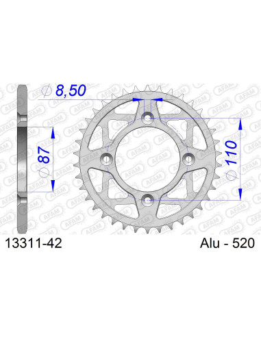 Kit chaîne alu YAMAHA TY 250 L 1984-1987   