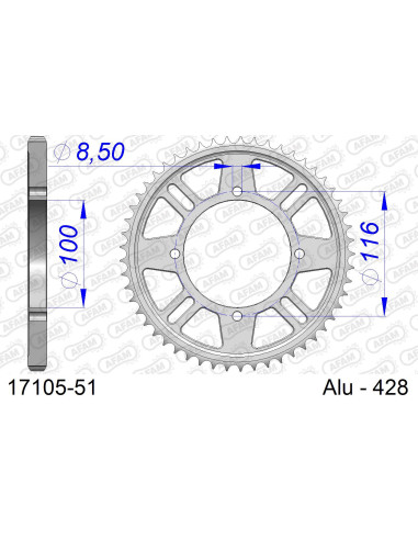 Kit chaîne alu KAWASAKI KX 80 #428 SMALL WHEEL 1998-2000   