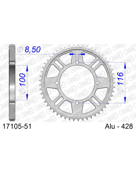 Kit chaîne alu KAWASAKI KX 80 #428 BIG WHEEL 1998-2000   
