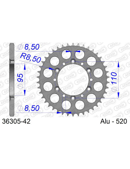 Kit chaîne alu APRILIA 280 CLIMBER 1992-1996   