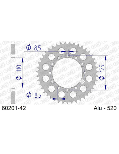 Kit chaîne alu BETA 240 TECHNO 1995-1997   