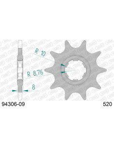 Kit chaîne alu BULTACO SHERCO 80 2001-2007    2