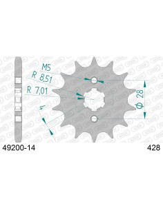 Kit chaîne acier DERBI DRD 125 SM alliage WH 2014-2015    2