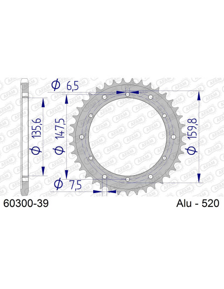 Kit chaîne alu FANTIC 305/307 TRIAL KRO 1989-1990   