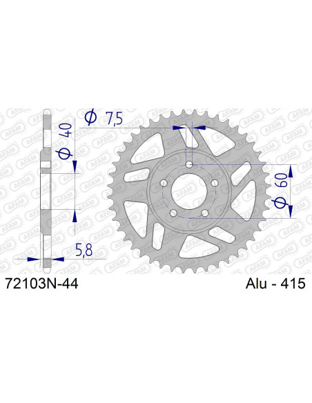 Kit chaîne alu KTM SX 50 2006-2008   