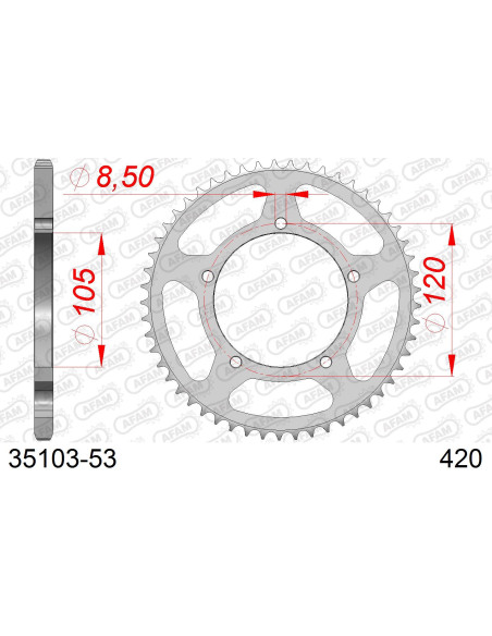 Kit chaîne acier RIDE 50 THORN 2007-2012   