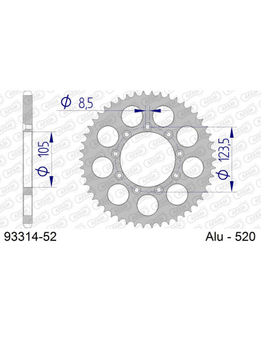 Kit chaîne alu TM 250 MC 2001-2004   