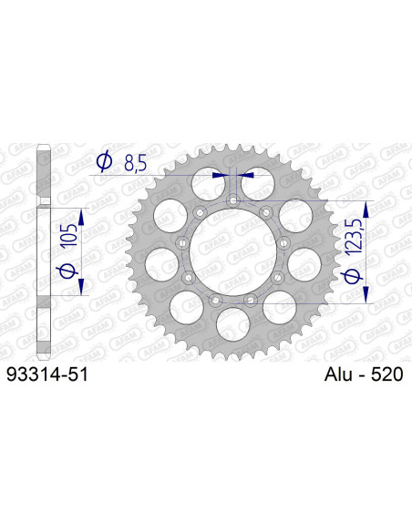 Kit chaîne alu TM 450 MX 2005-2009   