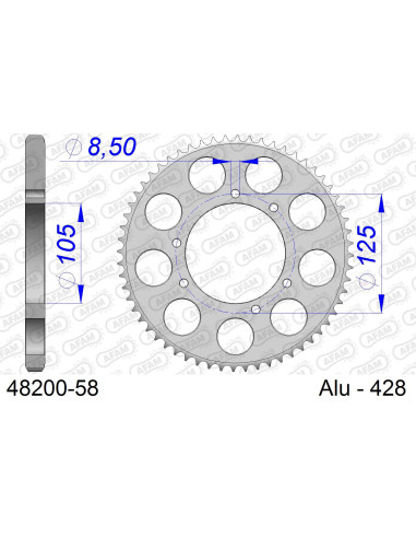 Kit chaîne alu HM CRM 125 F 4T 2011-2016   