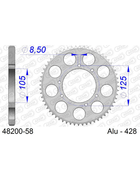 Kit chaîne alu HM CRM 125 F 4T 2011-2016   