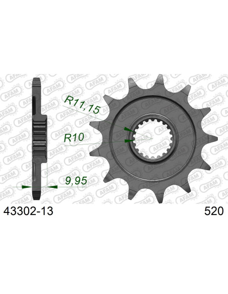 Kit chaîne alu AB SHERCO SEF 250 I 2008-2011   