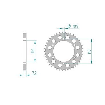 AFAM COURONNE ALU au pas de 525 ZX6R