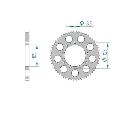 AFAM COURONNE ALU au pas de 428 HM 50