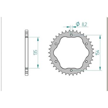 AFAM COURONNE ALU au pas de 520 POUR PCD3 ET PCD4