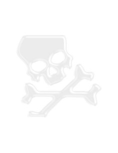 Label en 3D de forme TETE DE MORT Blanc. 1 Pièce.