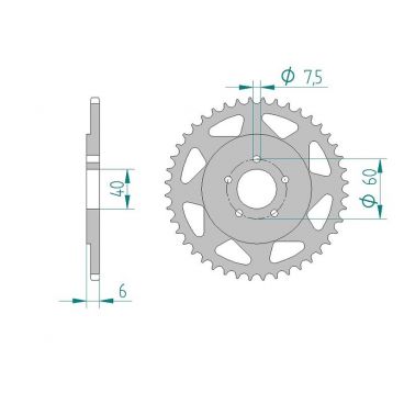 AFAM COURONNE ALU au pas de 420 KTM 50 SX