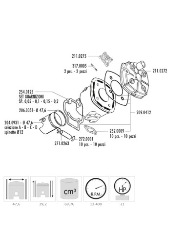 Kit cylindre POLINI Evolution 3 - Yamaha/Minarelli