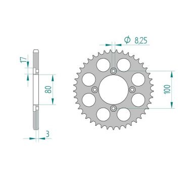 AFAM COURONNE ALU au pas de 520 GG 250 TXT