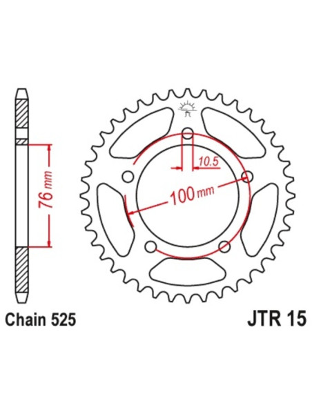 Couronne JT SPROCKETS acier standard 15 - 525 Couronne JT SPROCKETS acier standard 15 - 525