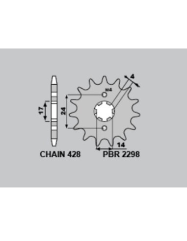 Pignon PBR acier standard 2298 - 428