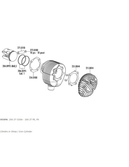 Kit cylindre POLINI - Ø68,5mm