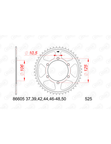 Couronne AFAM acier standard 86605 - 525