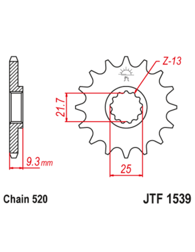 Pignon JT SPROCKETS acier anti-bruit 1539-520