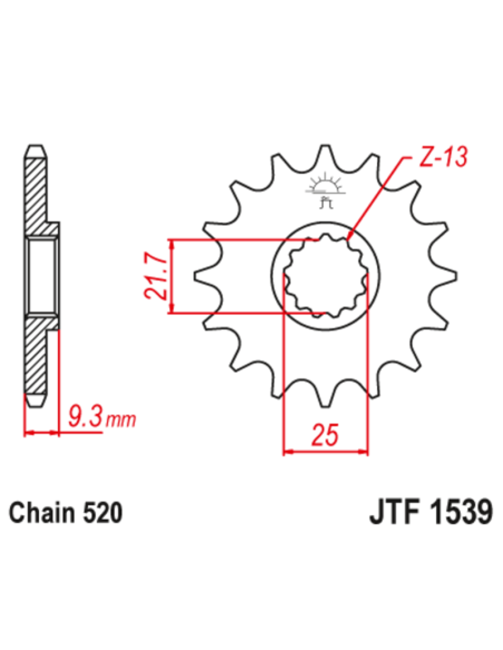 Pignon JT SPROCKETS acier anti-bruit 1539-520