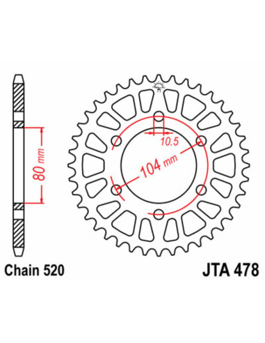 Couronne JT SPROCKETS aluminium Ultra-Light 478 - 520