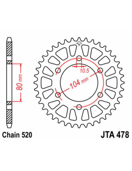 Couronne JT SPROCKETS aluminium Ultra-Light 478 - 520