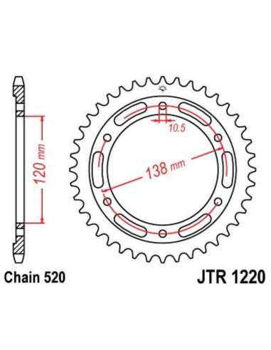 Couronne JT SPROCKETS acier standard 1220 - 520